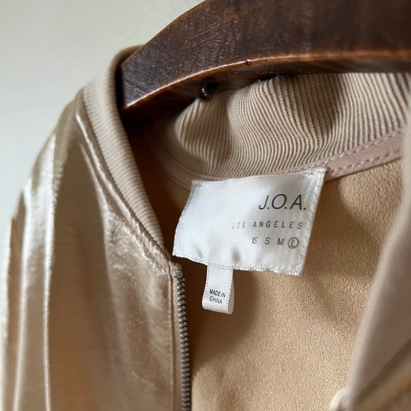 Anthropology J.O.A. Gold Silk-look Bomber Zip-up Rockstar Lightweight Jacket L - Picture 4 of 11